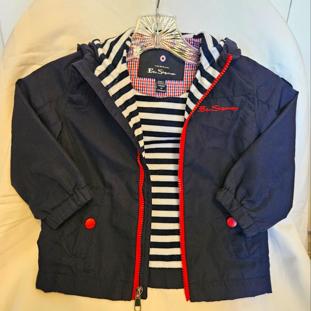 Ben Sherman Navy Hooded Zip-Up Jacket, 2T, EUC